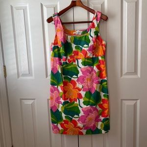 Boden Floral Midi Dress - Pink, Orange, Green